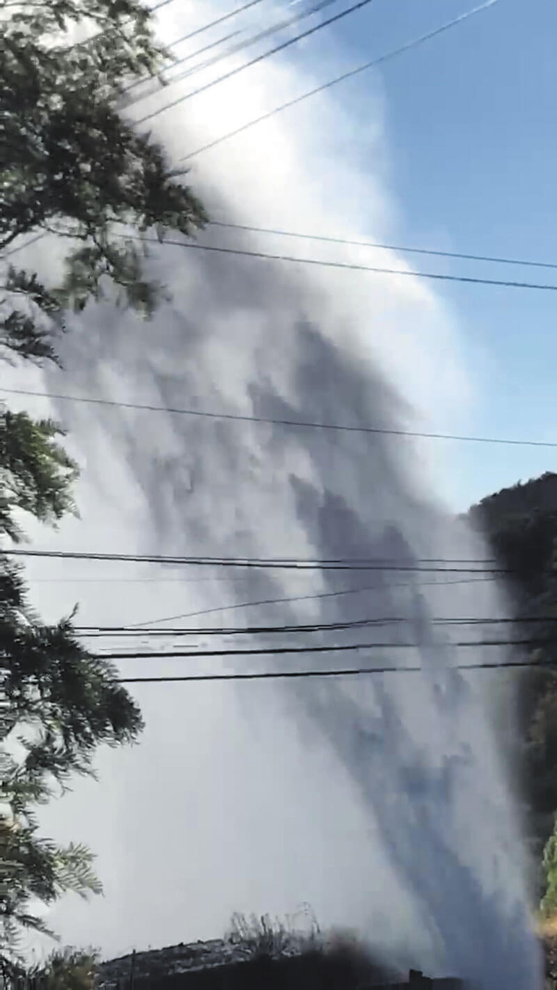 Broken Water Main Gushes into Power Lines on TCB